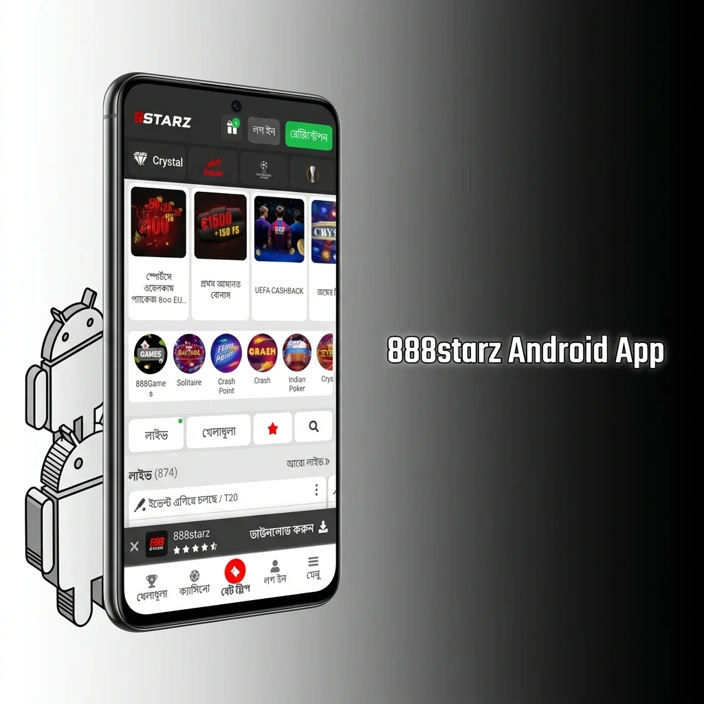 888starz Android app interface showing mobile betting and casino games available for free download on Android devices