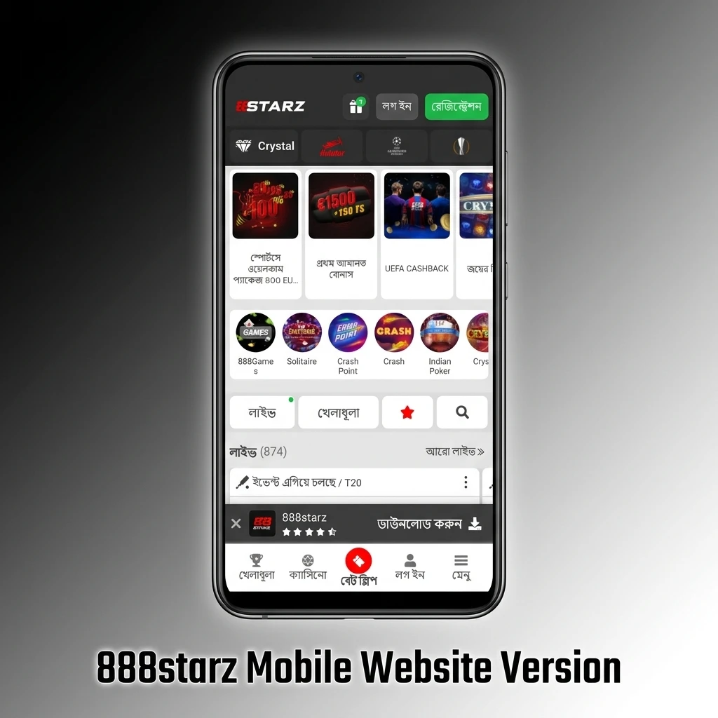 888starz mobile website interface displayed on a smartphone, showing sports betting and casino features optimised for mobile browsers