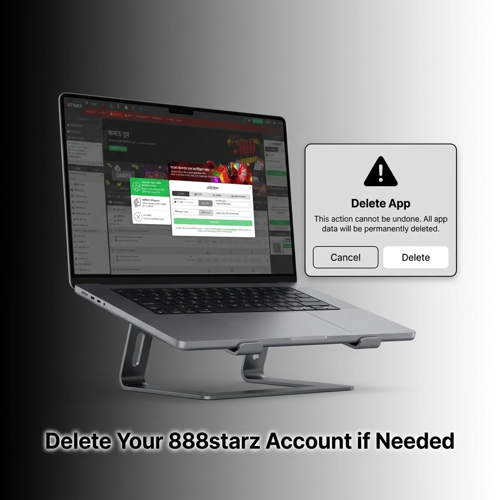 888starz account deletion process showing steps to contact support, verify identity, and confirm permanent account closure